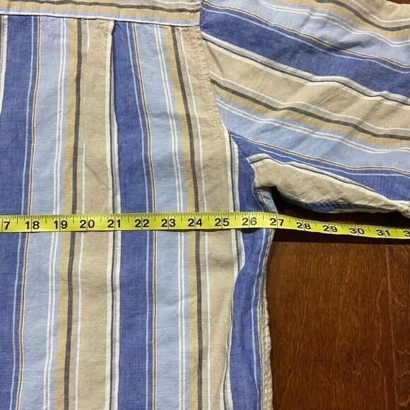 Weekender Vintage Linen Blend Striped Blue Tan Button Down Shirt Men's Size XXL - Picture 5 of 7